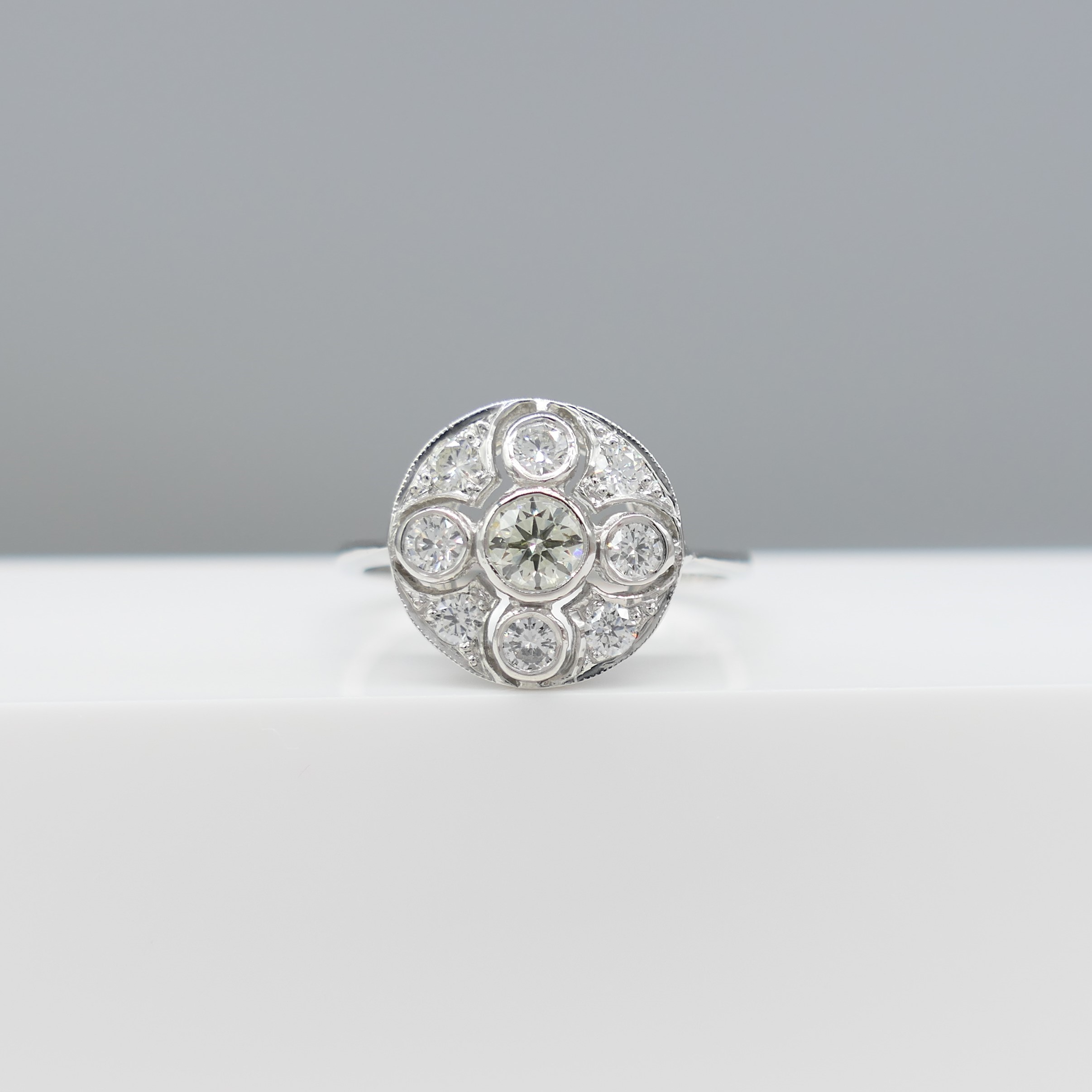 A Vintage-Style Platinum And 0.60Ct Diamond Cluster Ring - Image 5 of 8