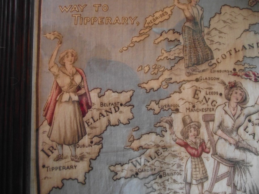 WWI """"It's a Long Way to Tipperary"""" Propaganda Handkerchief Map Circa 1915 - Bild 8 aus 12