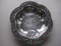 Sterling Silver And Enamel Decorated Sweet Dish