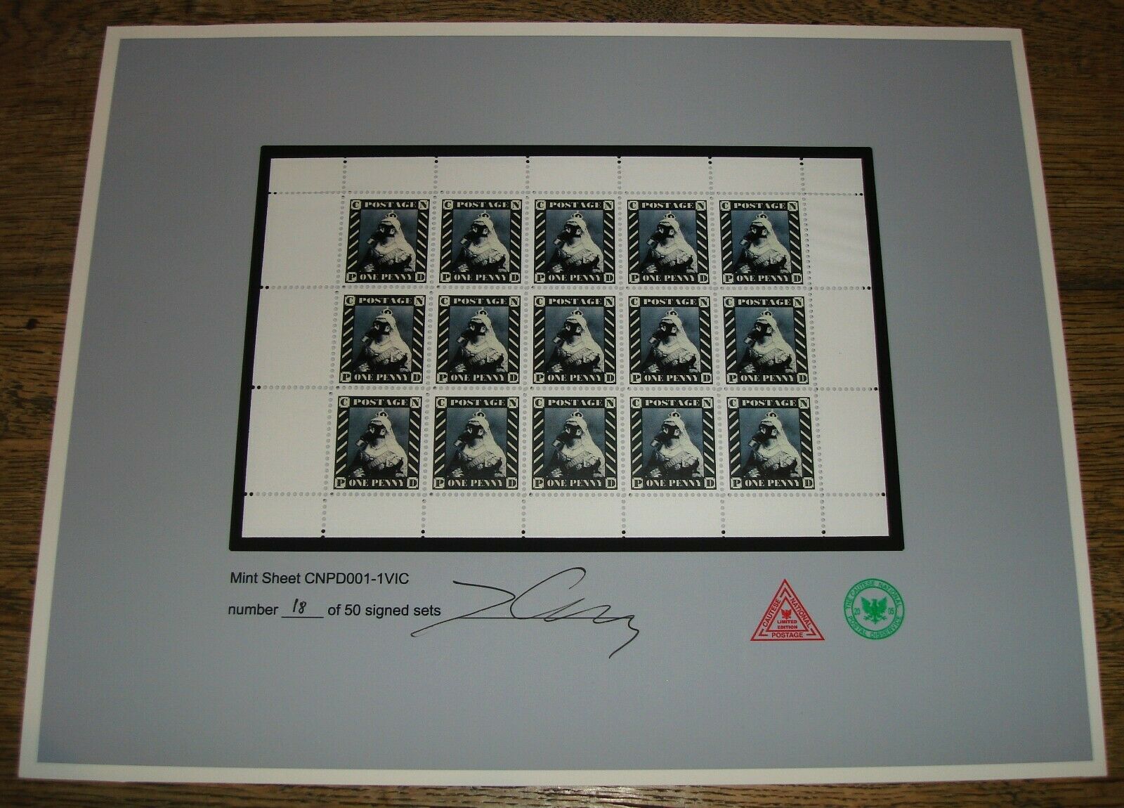 James Cauty - CNPD001-1VIC – (Black) SIGNED & MOUNTED MINT SHEET No. 18/50 - CNPD (2005)