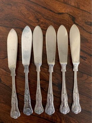 c 1900 Antique Fish Silver Plate Fish Servers And 6 Fish Forks - Bild 5 aus 5