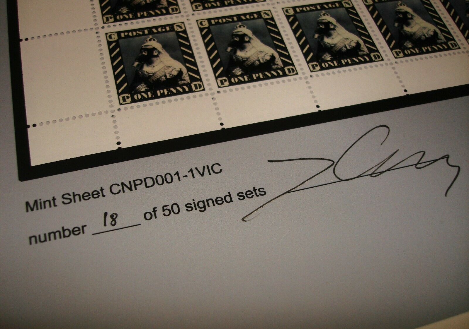 James Cauty - CNPD001-1VIC – (Black) SIGNED & MOUNTED MINT SHEET No. 18/50 - CNPD (2005) - Bild 2 aus 5
