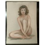 Vintage Beautiful Nude Painting pastel on board