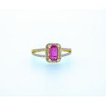 Certified 1.45 ct Untreated Pinkish / Red , Natural Ruby & Diamonds Ring