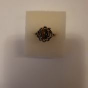 Solid silver tigers eye ring