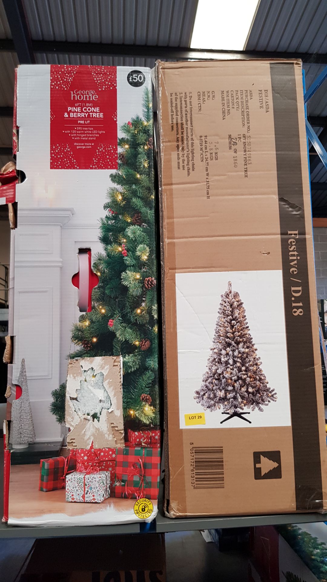 (29/1C) 2x Items – Lot RRP £85. 1x 6ft Pine Cone & Berry Tree Pre Lit RRP £50. 1x 6ft Snowy Chris... - Image 3 of 3