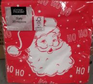 (52/1D) Lot RRP £166. Approx. 166x Units RRP £1 Each. Mixed 3 Ply 20 Napkin Christmas Packs To Inc..