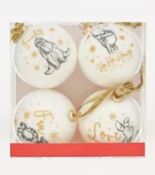 (53/1D) Lot RRP £100. Mixed Christmas Items To Include 11x 4PK Large Flocked Baubles RRP £5 Each....