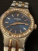 Rotary Ladies Quartz Watch, Stainless Steel, Gold Plated with Diamantes