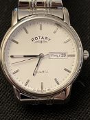 Rotary Gents' Quartz Stainless Steel Day Date Watch