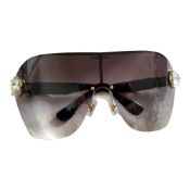 Miu Miu Black, Gold & Diamante Wrap Around Sunglasses - Surplus Stock from our Private Jet Charter..
