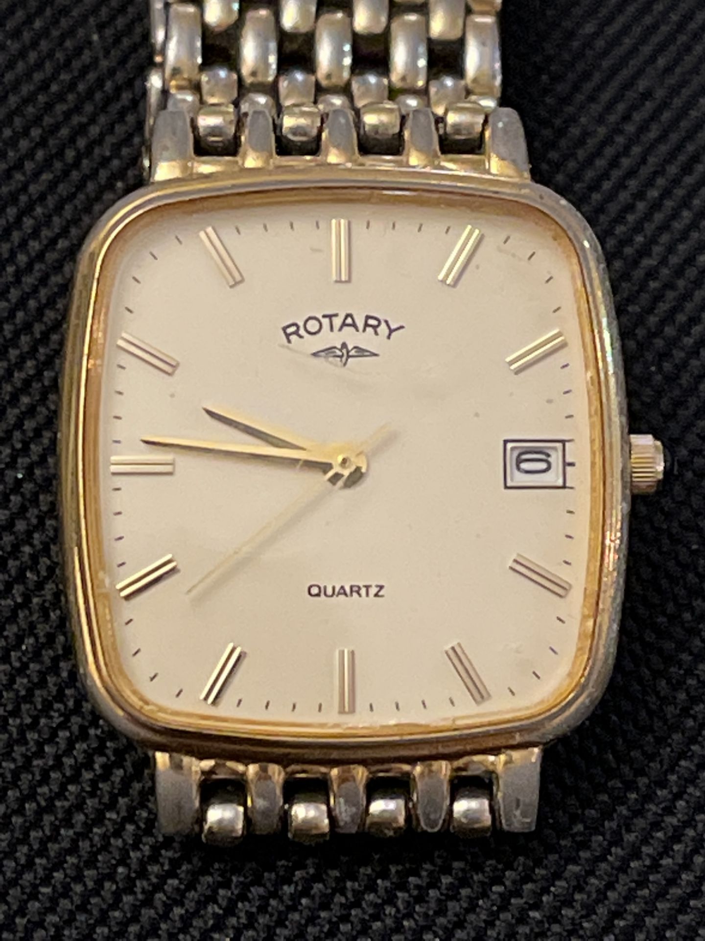 Men’s Rotary Slimline Quarts Watch, Gold Plated Bracelet