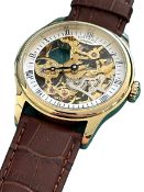 Men’s Rotary Gold Plated Mechanical Skeleton Watch