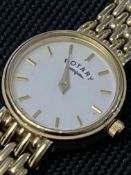 Rotary Ladies Quartz Watch, Gold Plated Bracelet, Slimline