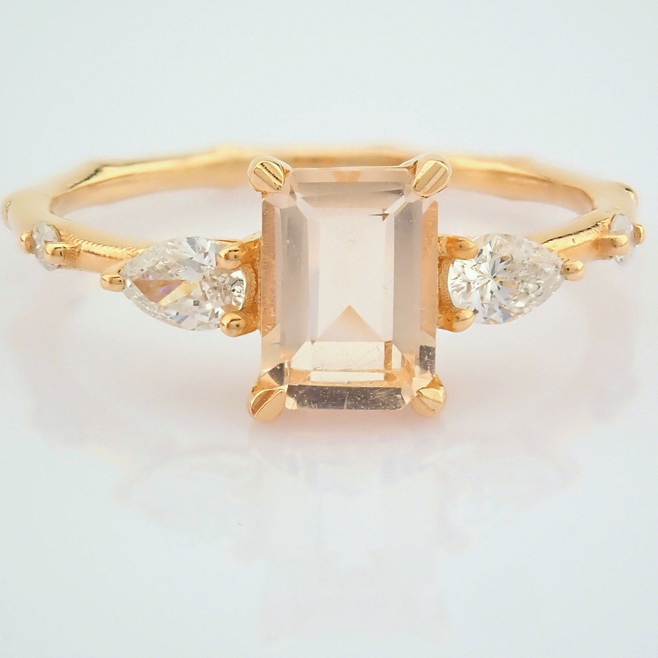 Certificated 14k Rose/Pink Gold Diamond & Pear Diamond Ring (Total 0.98 ct Stone) - Image 9 of 10