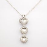 Certificated 14K White Gold Diamond Necklace (Total 1.36 ct Stone)