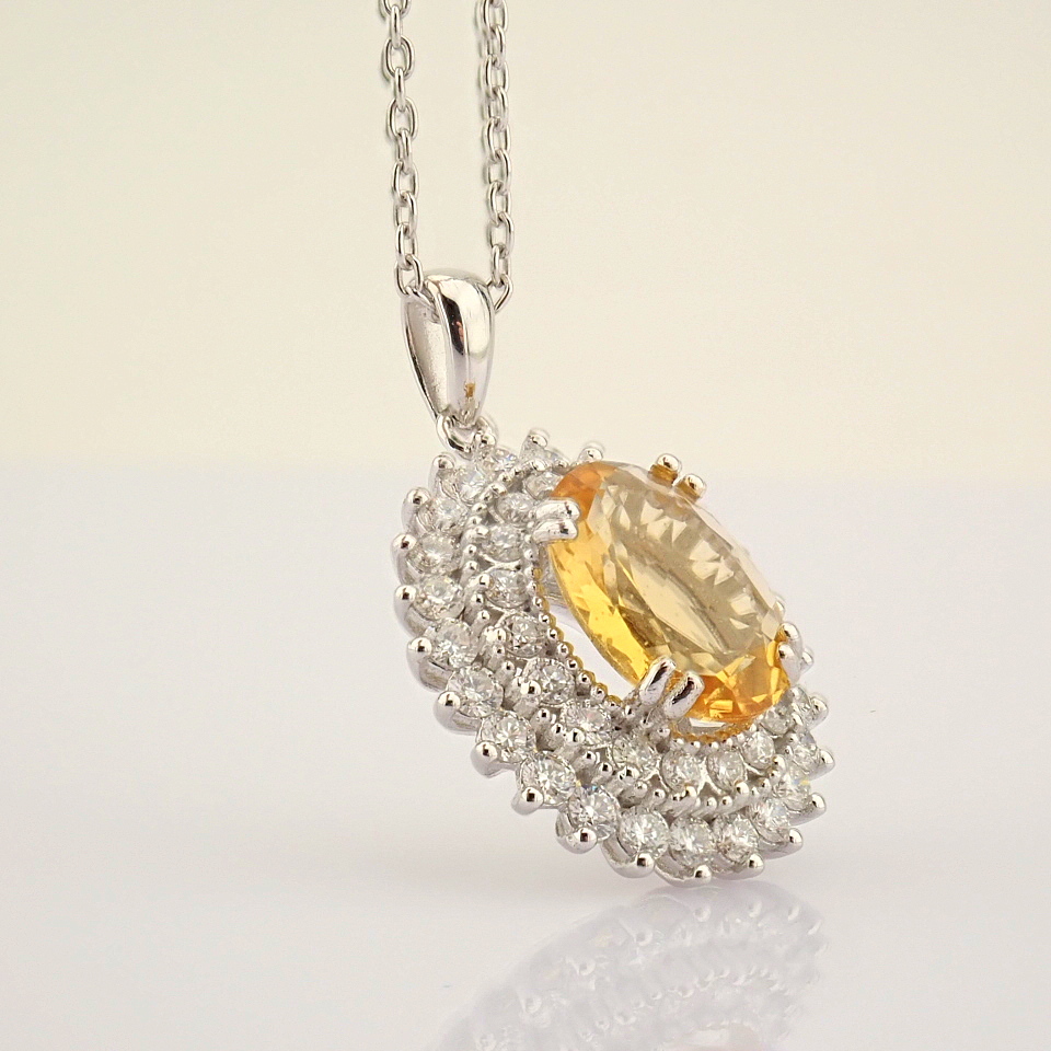 Certificated 14K White Gold Diamond & Citrine Necklace / Total 2.58 ct - Image 3 of 9