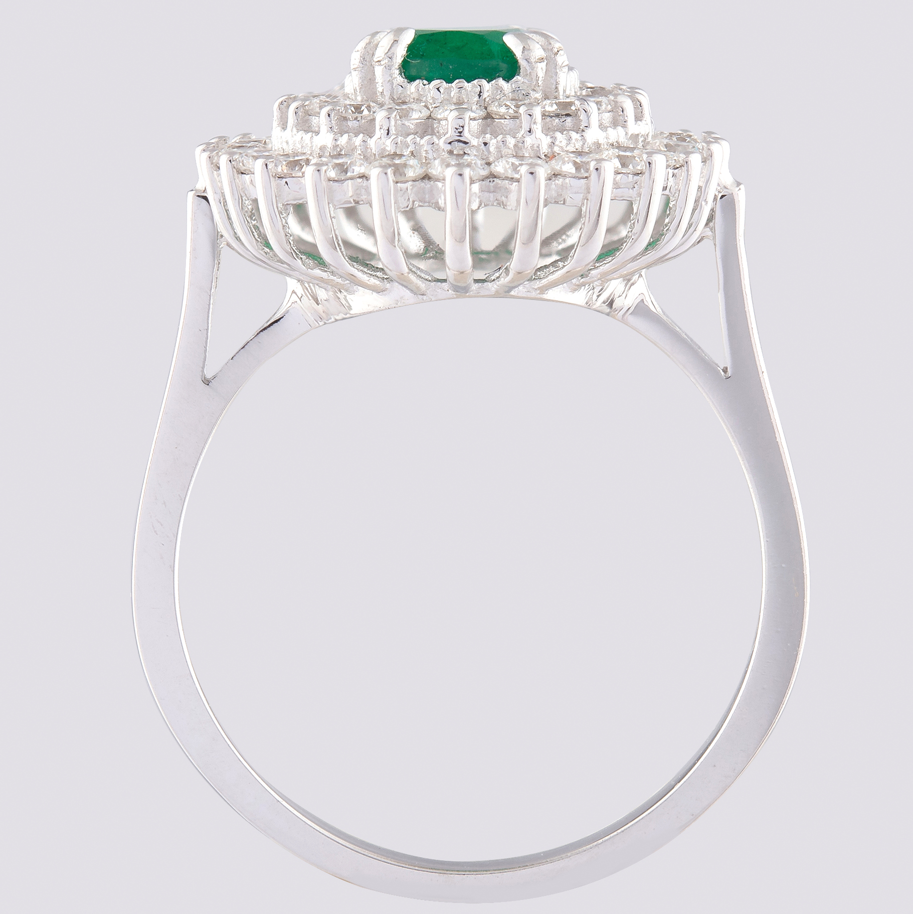 Certificated 14K White Gold Diamond & Emerald Ring / Total 2.1 ct - Image 2 of 4