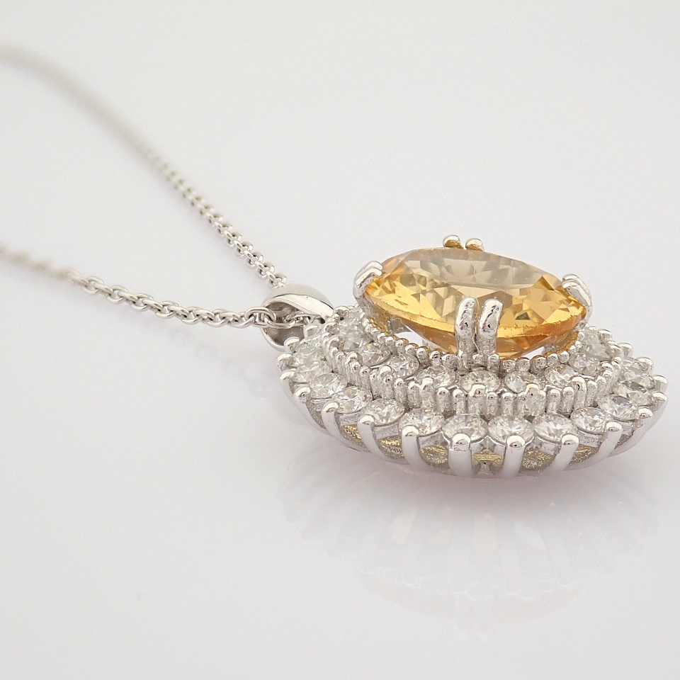 Certificated 14K White Gold Diamond & Citrine Necklace / Total 2.58 ct - Image 5 of 9