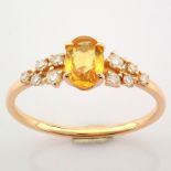 Certificated 14K Rose/Pink Gold Diamond & Sapphire Ring (Total 0.59 ct Stone)