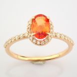 Certificated 14K Rose/Pink Gold Diamond & Sapphire Ring (Total 1.18 ct Stone)
