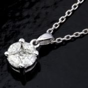 Certificated 14K White Gold Diamond Pendant / Total 0.33 ct