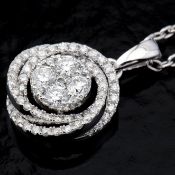 Certificated 14K White Gold Diamond Pendant / Total 0.29 ct