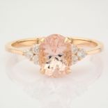 Certificated 14K Rose/Pink Gold Diamond & Morganite Ring (Total 1.21 ct Stone)