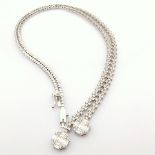 Certificated 14K White Gold Baguette Diamond & Diamond Necklace (Total 3.52 ct Stone)