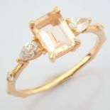 Certificated 14k Rose/Pink Gold Diamond & Pear Diamond Ring (Total 0.98 ct Stone)