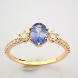 Certificated 14K Rose/Pink Gold Diamond & Sapphire Ring (Total 1.14 ct Stone)