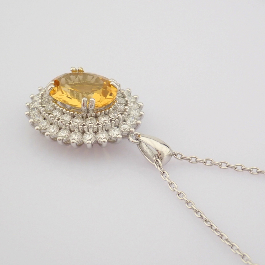 Certificated 14K White Gold Diamond & Citrine Necklace / Total 2.58 ct - Image 8 of 9