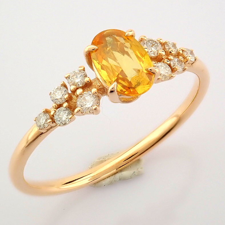 Certificated 14K Rose/Pink Gold Diamond & Sapphire Ring (Total 0.59 ct Stone) - Image 3 of 9
