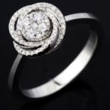 Certificated 14K White Gold Diamond Ring / Total 0.19 ct