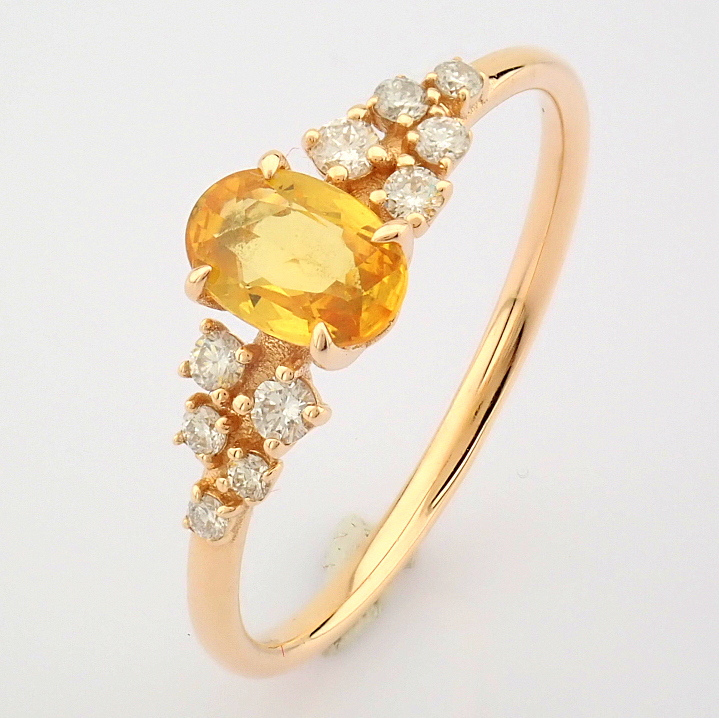 Certificated 14K Rose/Pink Gold Diamond & Sapphire Ring (Total 0.59 ct Stone) - Image 9 of 9