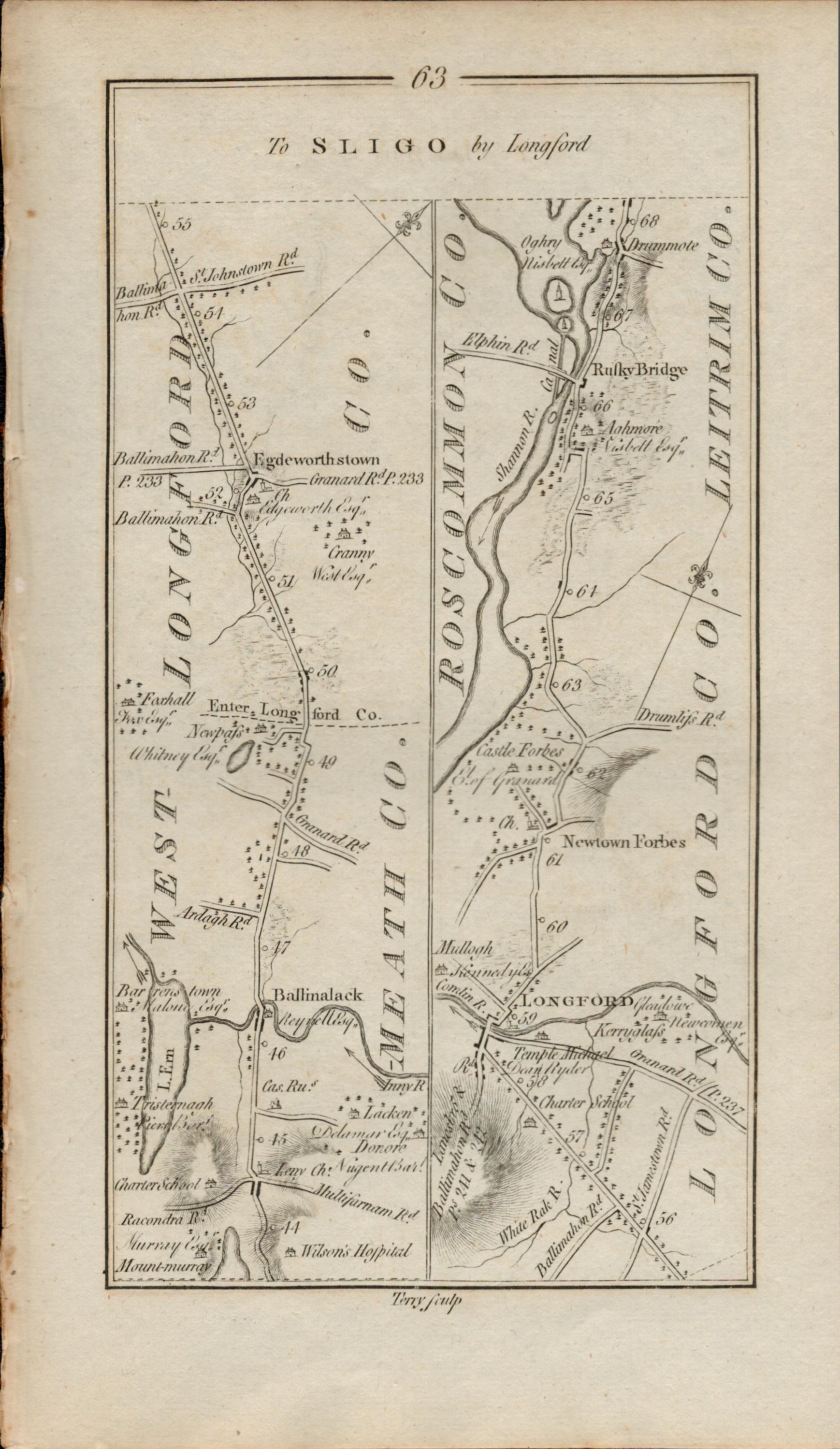 Taylor & Skinner 1777 Ireland Map Sligo Longford Carrick On Shannon Areas.