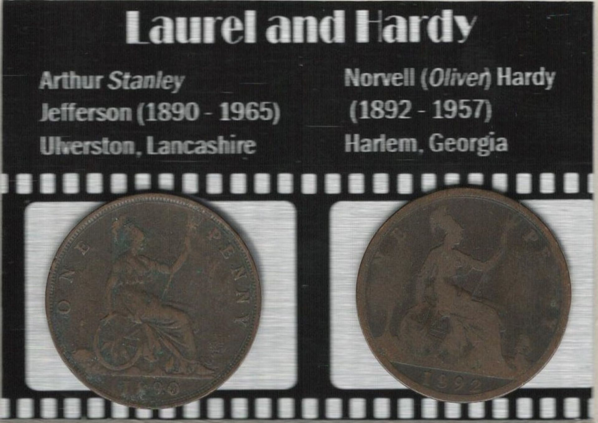 Laurel & Hardy Hollywood Legends Mounted Card & Coin Display Gift Set. - Image 2 of 2