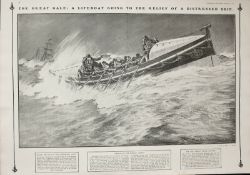 The Great Gale Lifeboats in Action Dover, Norfolk, Blyth P 1901 Antique Print