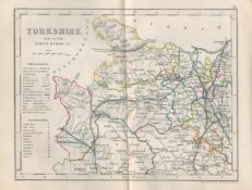 Yorkshire Part of The North Riding 1850 Antique Steel Engraved Map .