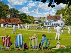 British Summer Village Green Cricket -Bowls Match Metal Wall Art