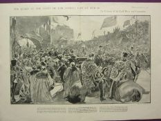 Queen Victoria Tour Double-Page The Gate To Dublin City 1900 Antique