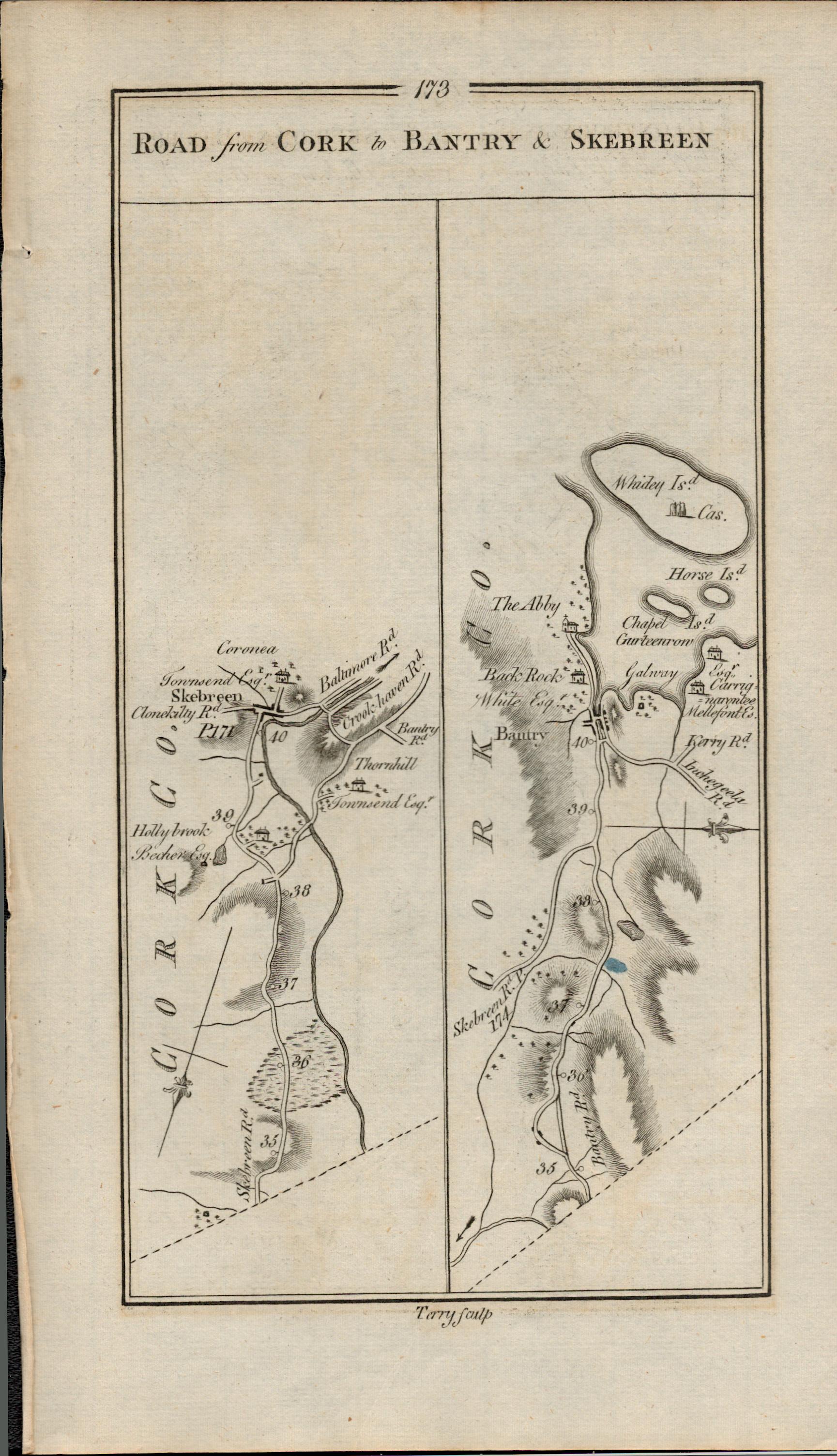 Taylor & Skinner 1777 Ireland Map Skinnereen Bantry Clonakilty Thornhill Cork.