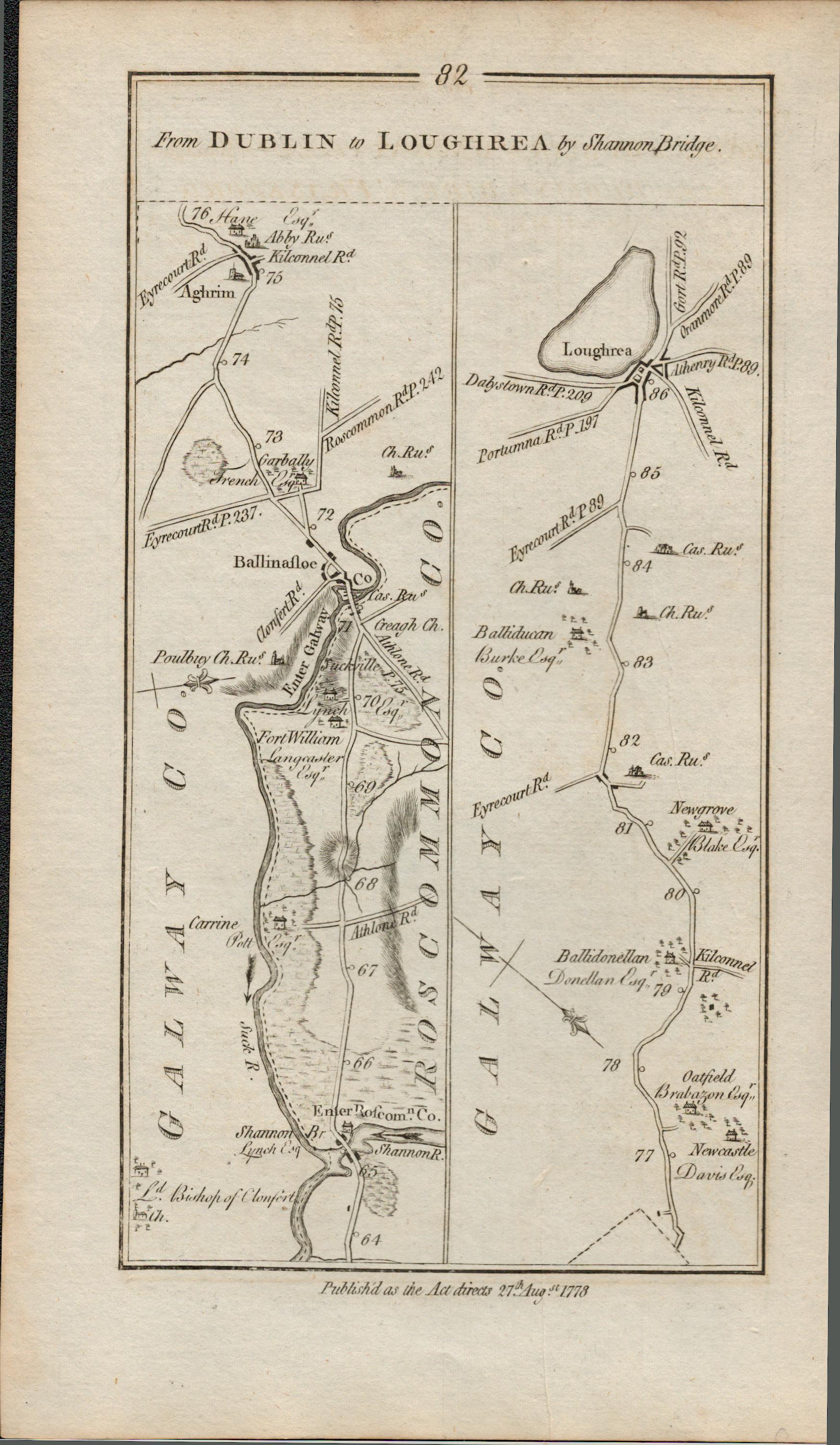 Taylor & Skinner 1777 Ireland Map Galway Offaly Birr Banagher Ramore. - Image 2 of 2