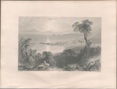 Swansea Bay Wales Antique 1842 Steel Engraving.