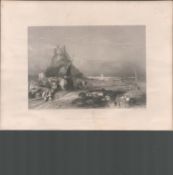 Holy Island Castle Antique 1842 Steel Engraving 2