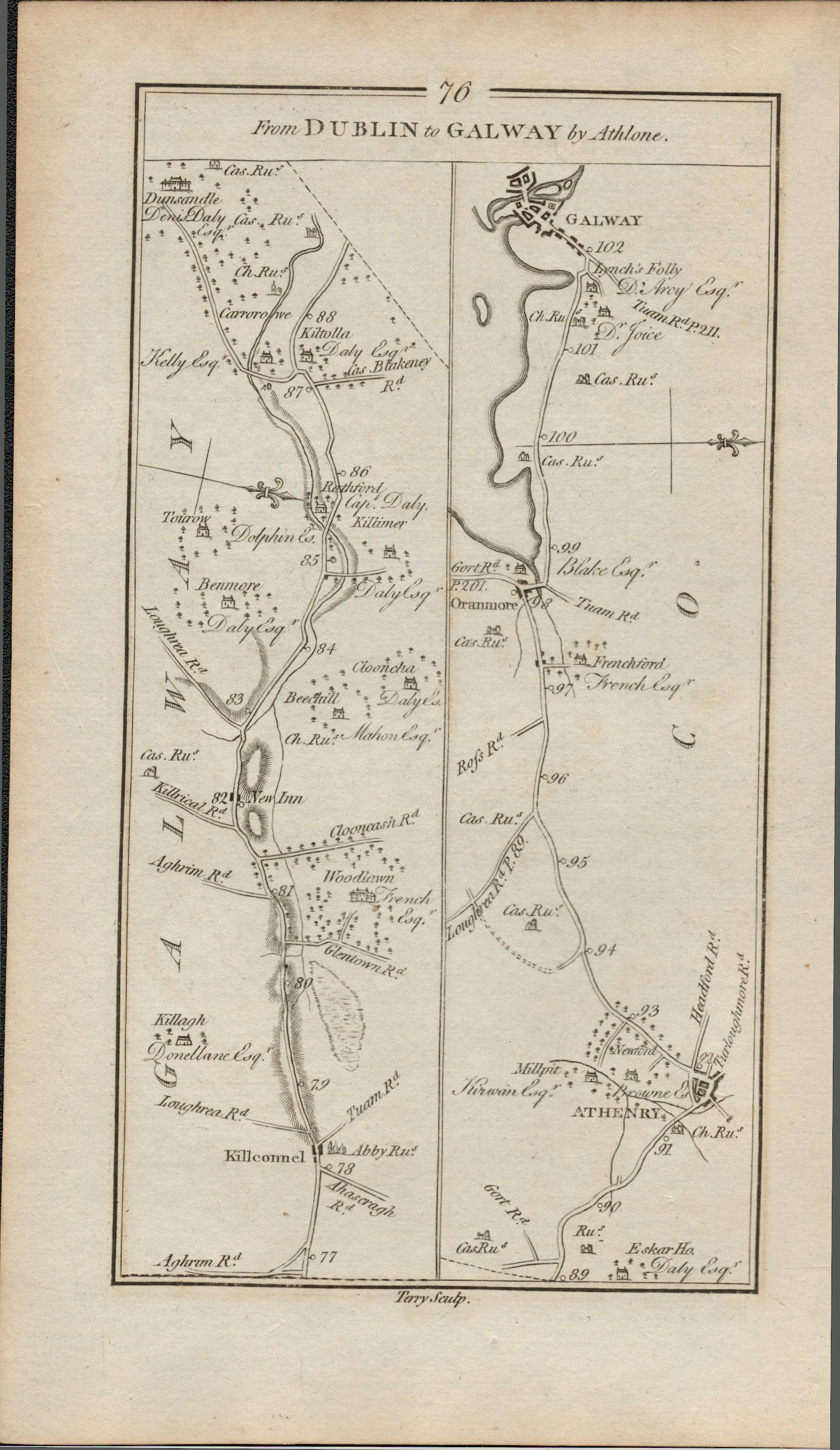 Taylor & Skinner 1777 Ireland Map Dublin To Galway Athlone Athenry Ballinasloe Etc - Image 2 of 2