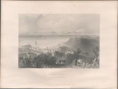 Harrington Harbour Cumbria Antique 1842 Steel Engraving.