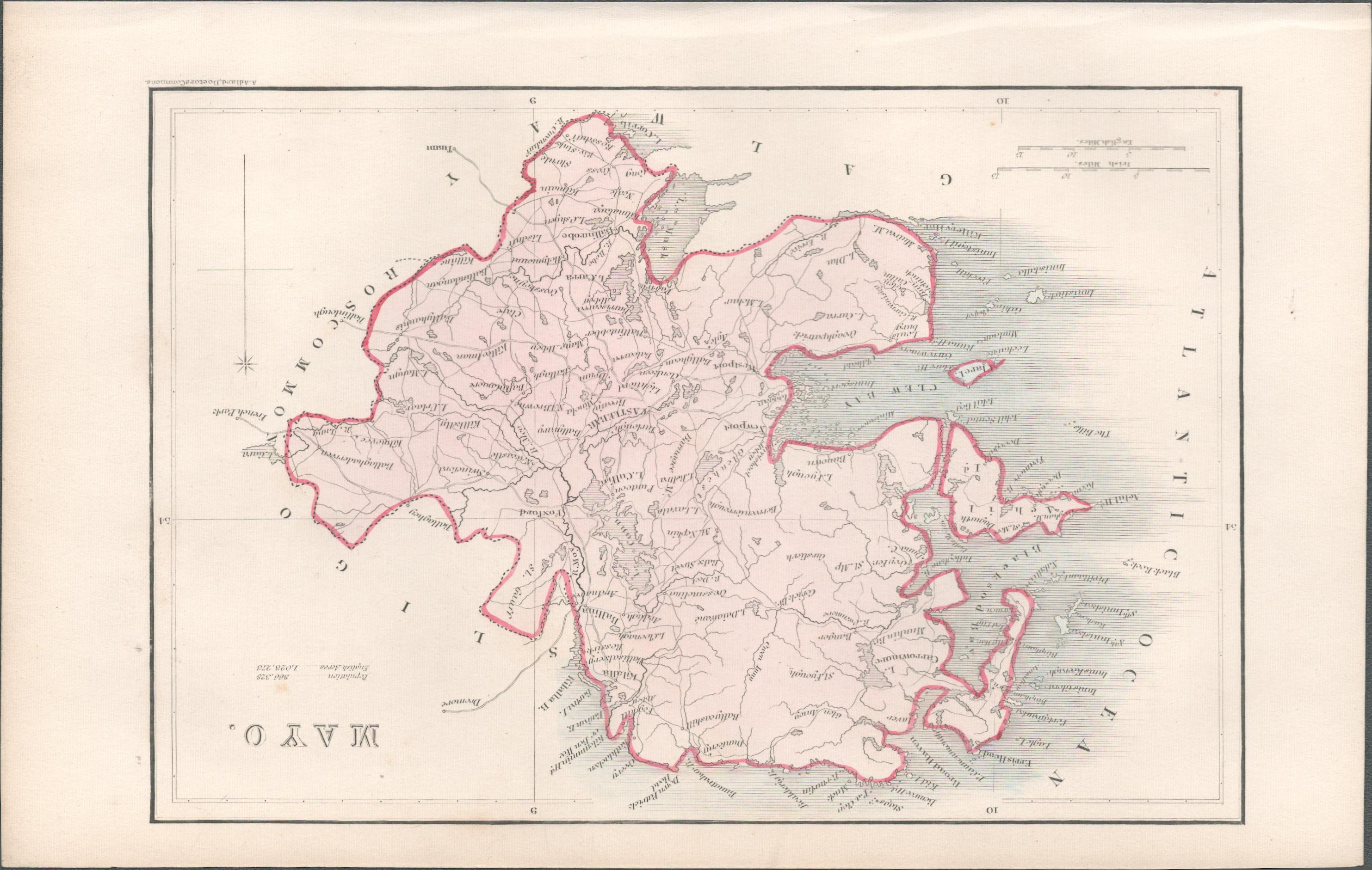 Antique Engraving 1850’s Coloured Map Mayo Mr & Mrs S.C. Hall Ireland Its Scenery.