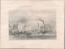 Greenock Scotland Antique 1842 Steel Engraving.