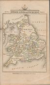 John Cary’s 1791 Rare 230 Yrs Old Engraved Map England and Wales
